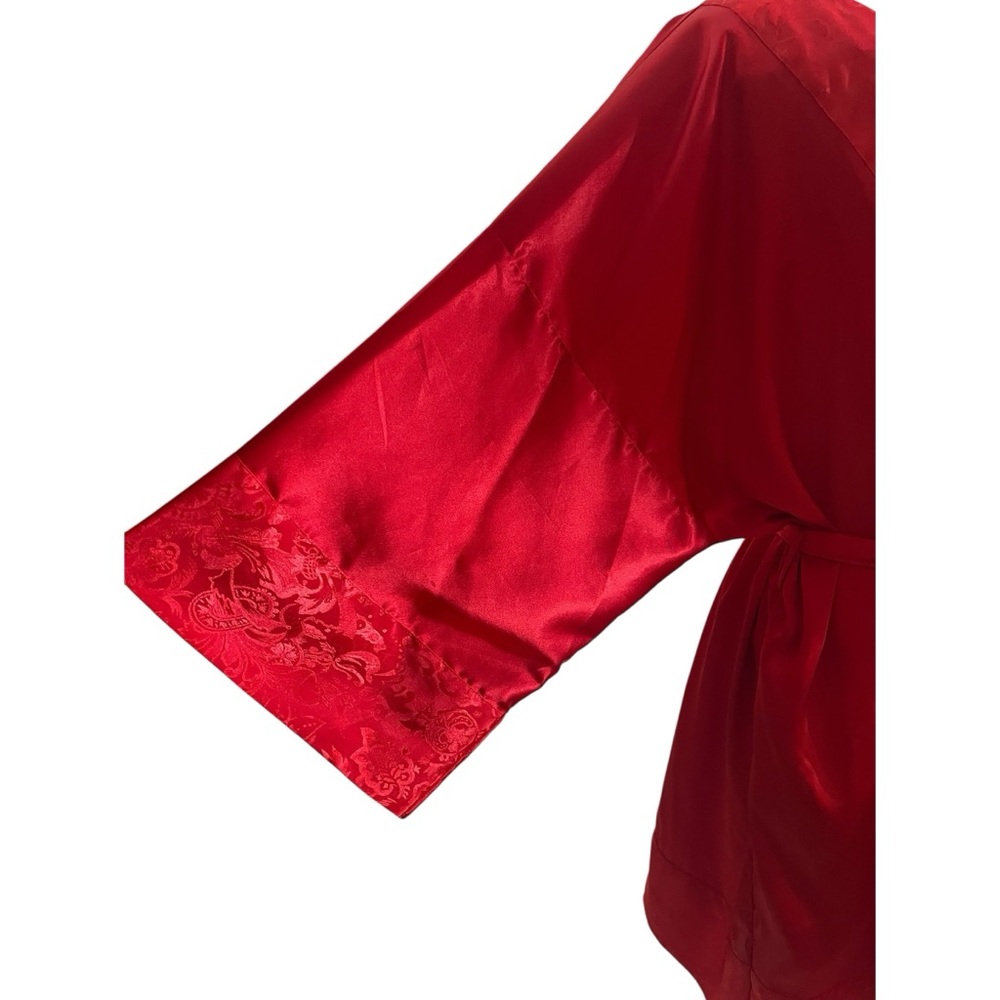 Vintage Victoria’s Secret Gold Label red floral damask satin & lace robe and ted - Picture 13 of 16